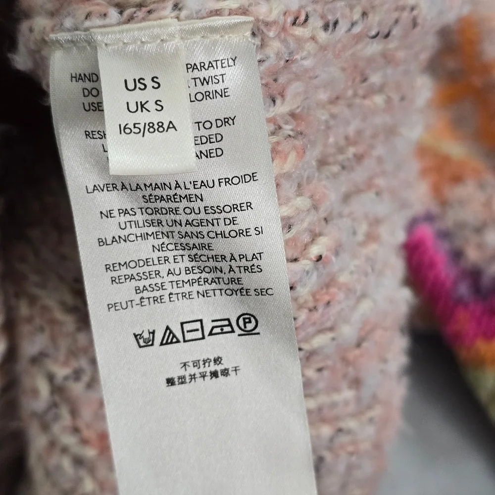 Free People Sweater Dress Womens S Pink Multi Fair Isle Wrap Boucle Tunic Artsy